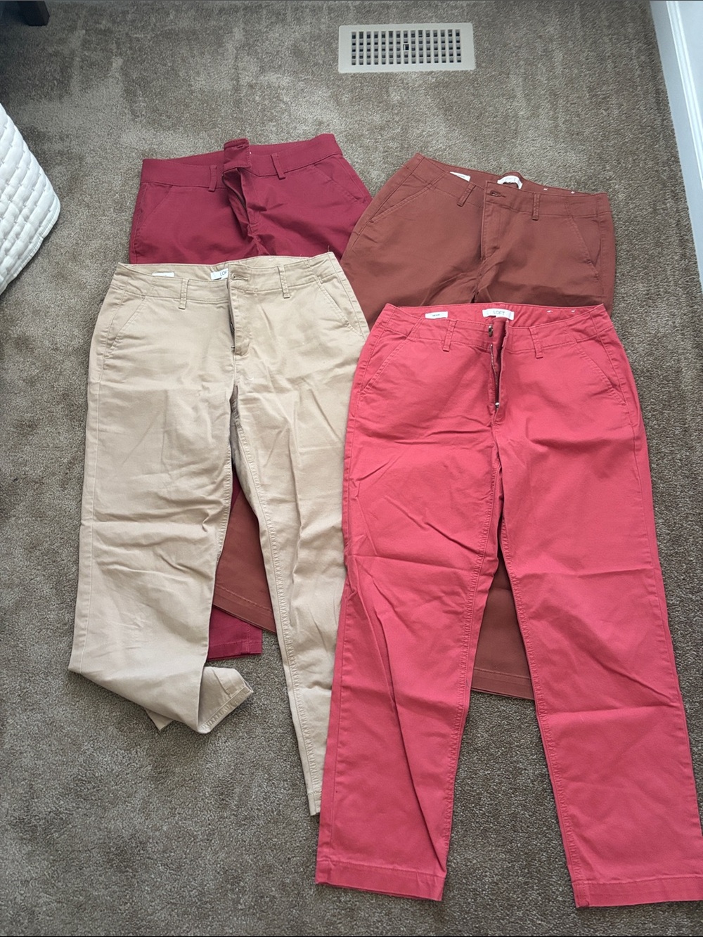 ( 4) Loft Women’s Slim Chinos Red, Beige, Brown, Burgundy SZ8